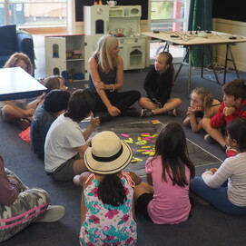 Children discuss their experiences of the spaces they play and move about in, locating them spatially on a large aerial.