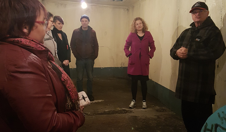 Inside the gym which sits adjacent to the outdoor area. The old gym has been altered and some of the walls are false as this was enhanced for the use of the interrogation room in The Light Between The Oceans movie.