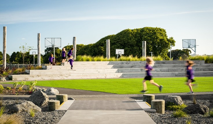 Learning environments and performance spaces double as informal play areas.