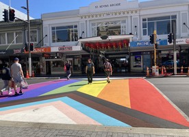 The rainbow crossing on Auckland’s Karangahape Road.