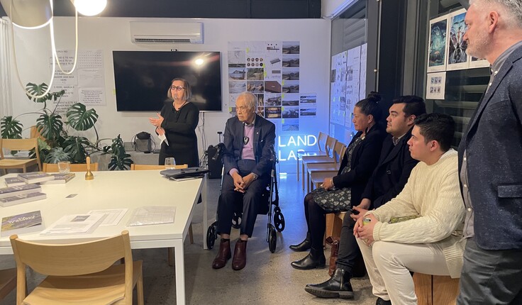 Dr Diane Menzies and Dr Haari Williams speaking at LandLAB about the Landscape Foundations publication 'Kia Whakanuia te Whenua People Place Landscape'.