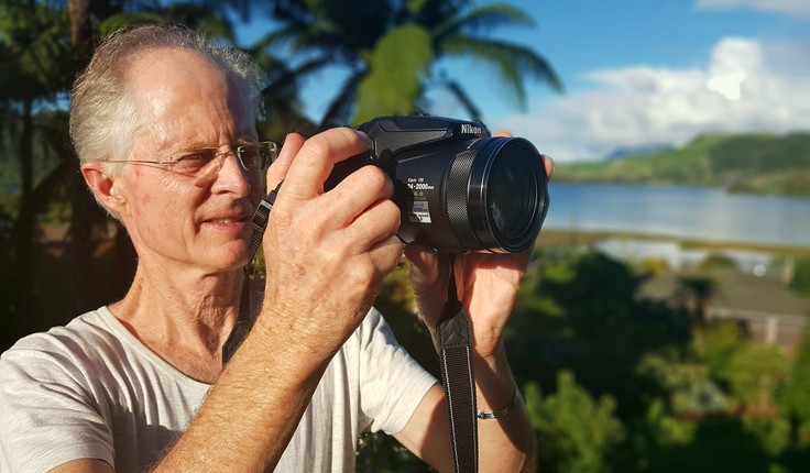 Photo: Hugh Lusk trying out his new camera