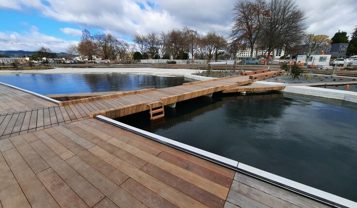 As well as providing space for activities, the terraces protect the foreshore from changing lake water levels and weather damage and will reduce the risk of erosion. Photo credit: Rotorua Lakes Council