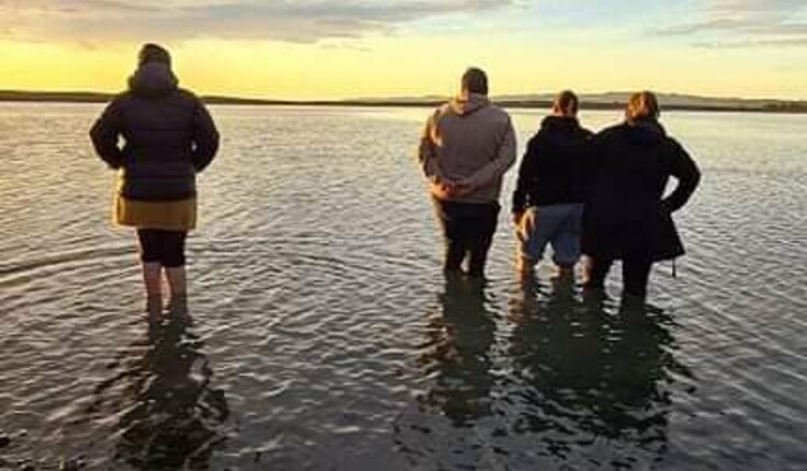 William and his sisters during their whānau mokopapa 2021 - wairua cleansing at the confluence of the three waterways (Ngāruroro, Tūtaekuri, Karamu), Hawkes Bay.