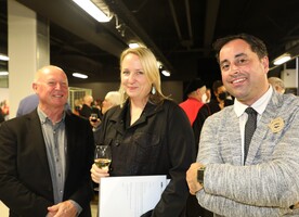 Florence McNeill after being presented her NZILA Award of Excellence with Boyden Evans (left) and Bruno Marques.