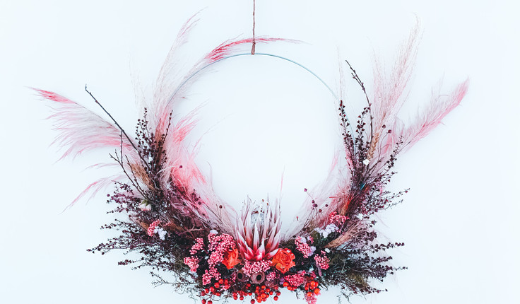 A wreath from her business Floralessence.