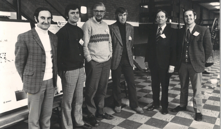 Members of the first NZILA Executive at the inaugural NZILA conference, Lincoln College, 1974 (L to R: Robin Gay; Frank Boffa; Charlie Challenger; Tony Jackman; George Malcolm; Neil Aitken. Earl Bennett is absent from this picture.)
All figures courtesy of Lincoln University Living Heritage Tikaka Tuku Iho.