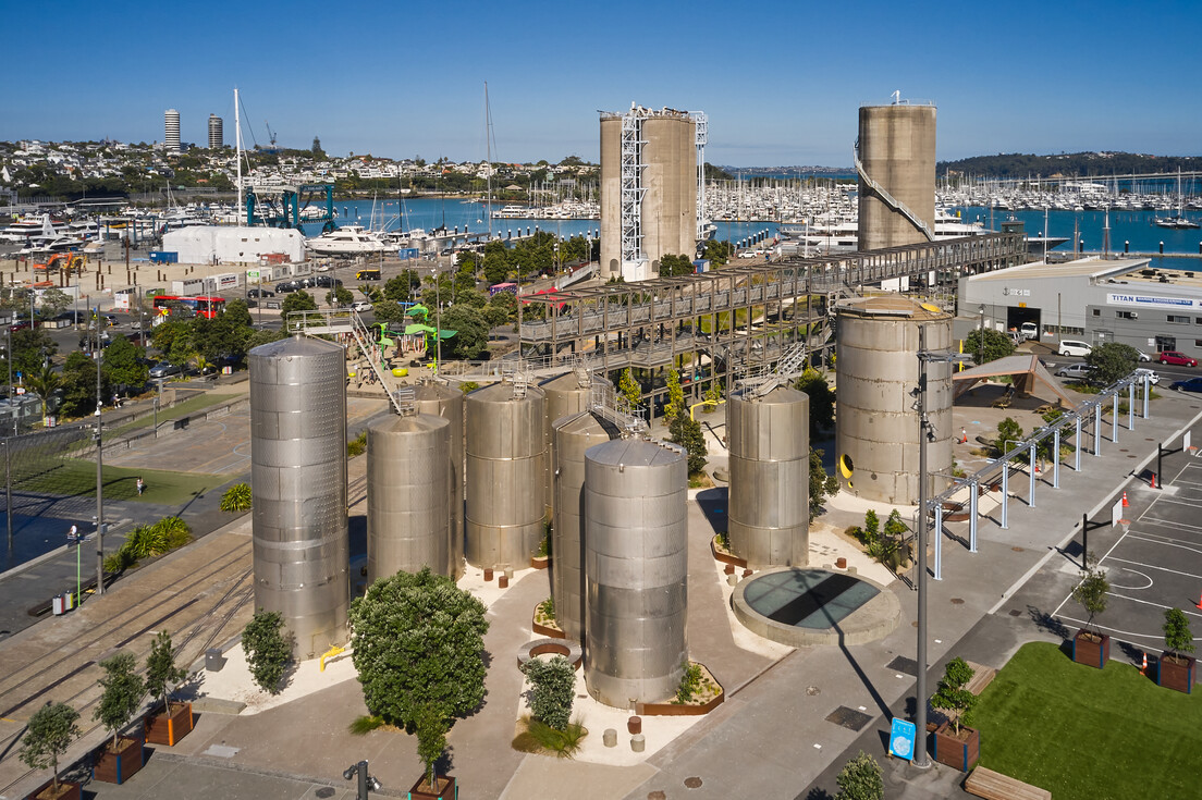 Tank Park is conceptually and physically complimentary and contrasting to Silo Park.