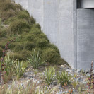 Detail of retaining superstructure with corten balustrade above_