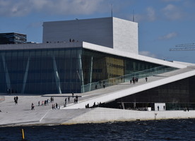 Oslo Opera house, nestled into the main harbour