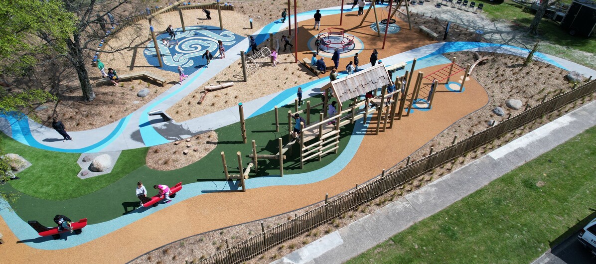 Drone shot over northern play area