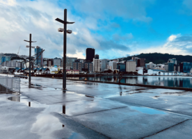 Wellington’s empty waterfront on the first day of the current level 4 lockdown.