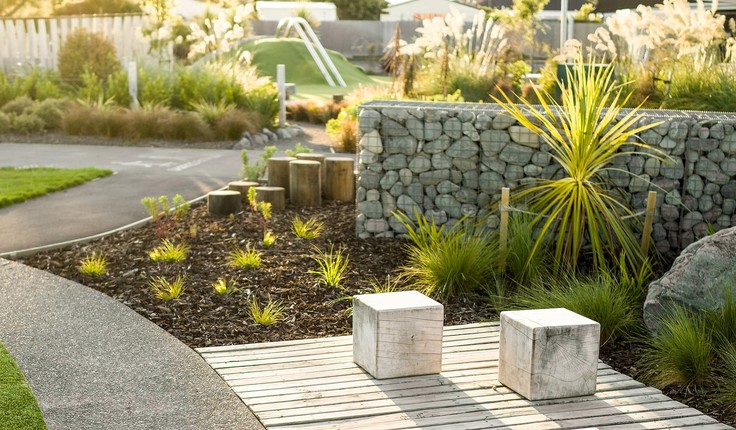 Re-use of materials from merger school sites and from the local South New Brighton jetty have added links with the school communities history and sense of place.