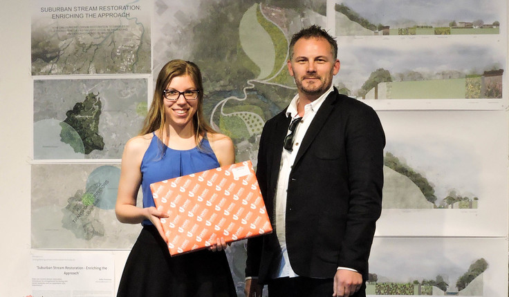 Photo: Henry Crothers with Sofia Fourman - recipient of the NZILA/Frank Boffa Award 2016
