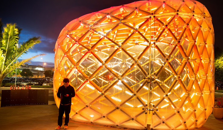 The Pod looks especially stunning at night. Image credit: Nathan Young / Wraight + Associates Ltd